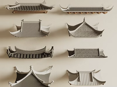 Traditional Chinese Architectural Roof Components In Various Designs 3d model
