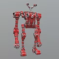 Red Robot Character Featuring Mechanical Structure Multiple Joints And Two Eyes 3d model