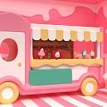 Colorful Ice Cream Store Interior With Pink Walls Ice Cream Truck And Decorations
