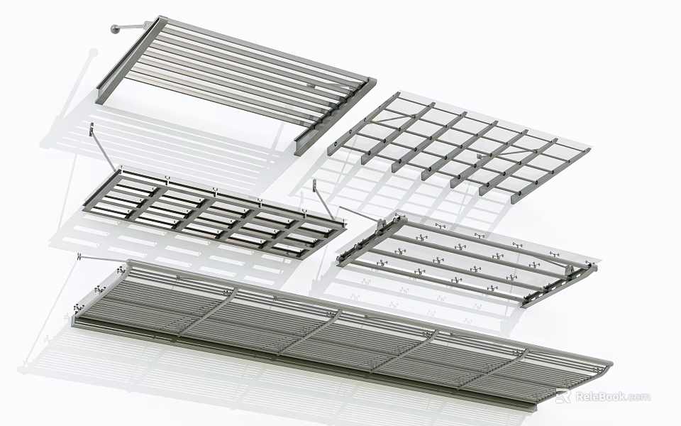 Assorted Modern Metal Canopy Designs With Various Frame Structures For Outdoor Use 3d model