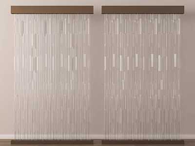 Elegant Room Divider With Slender Transparent Strips And Brown Wooden Frames 3d model