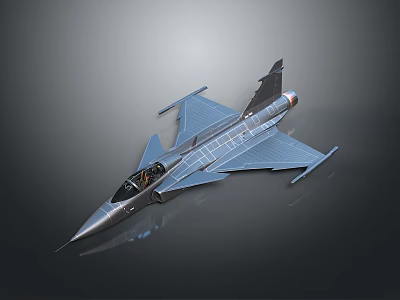 Sleek Fighter Jet Model With Metallic Finish Cockpit And Aerodynamic Wings 3d model