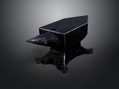 Black Metal Anvil With Sturdy Base And Red Feet Classic Design 3d model