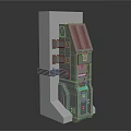 Gray And White Industrial Machine Component With Panels Vents And Red Indicators