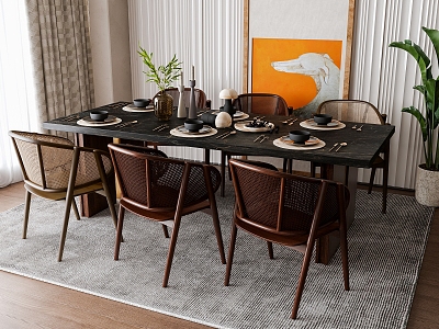 Dining table and chair combination model