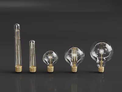 Different Style Light Bulbs With Various Shapes Transparent Glass And Metal Bases 3d model
