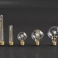 Different Style Light Bulbs With Various Shapes Transparent Glass And Metal Bases