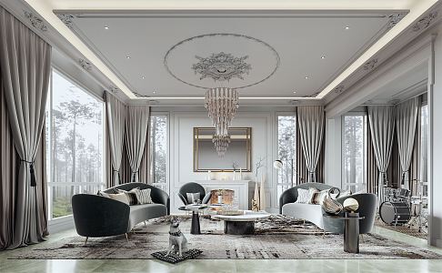 French Living Room Home Living Room 3d model