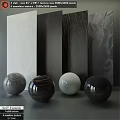 Modern Building Components Featuring Material Panels And Colored Textured Spheres