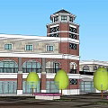 Traditional Commercial Street Architecture With Arched Windows Awnings Balcony Railings Flower Beds And Benches