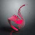 Glossy Pink Liquid Splash Abstract Shape On Dark Background With Reflective Surface 3d model