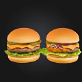 Tasty Fresh Hamburgers With Soft Bun Lettuce Cheese Beef Patty And Pickles