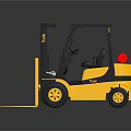 Yellow Industrial Forklift With Black Frame Cabin Forks And Wheels