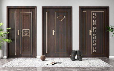 New Chinese style door 3d model