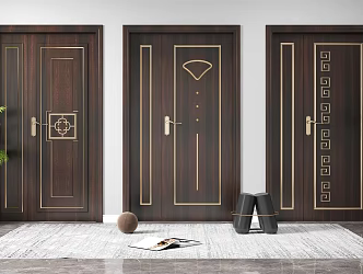 New Chinese style door 3d model