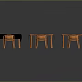 Modern Dining Table Set with Three Tables Black Red Wooden Tabletops and Two Chairs Each