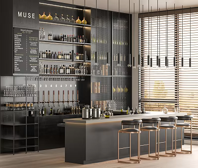 Modern Bar Bar Desk Bar Chair Front Desk Wine Storage Rack Workbench Console 3d model