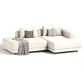 Modern Upholstered Double Chaise Sofa With Decorative Pillows And Multiple Custom Fabric Color Choices