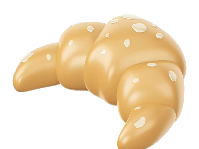 Freshly Baked Croissant with Golden Brown Crust and White Sesame Seeds 3d model