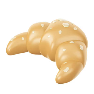 Freshly Baked Croissant with Golden Brown Crust and White Sesame Seeds 3d model