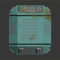 Modern Green Hexagonal Metallic Storage Container With Striped Design Lid And Rolling Wheels