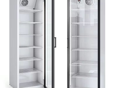 Upright Double Glass Door Refrigerator Freezer With Stainless Steel Shelves For Commercial 3d model
