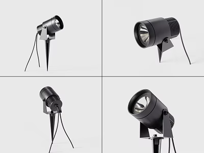 Black Spotlights With Adjustable Stands For Indoor Lighting Setup 3d model