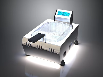 Stainless Steel Electronic Laboratory Appliance With Digital Display And Transparent Top 3d model