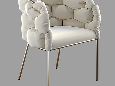 Modern Leisure Chair With Puffy Padded Backrest Armrest And Gold Metal Legs 3d model