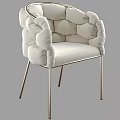 Modern Leisure Chair With Puffy Padded Backrest Armrest And Gold Metal Legs