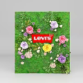 Vibrant Living Plant Wall Decorated With Colorful Flowers And Levi's Logo