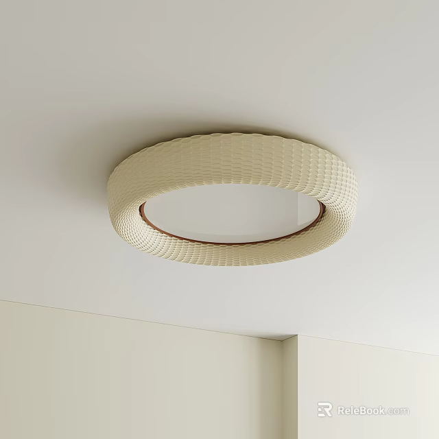 White Woven Circular Modern Ceiling Light For Living Room Decorative Lighting 3d model