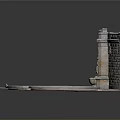 Detailed Historical Architectural Model With Stone Brick Walls Arched Entrance And Statues