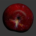 Fresh Red Apple With Shiny Surface And White Speckles On Dark Reflective Background