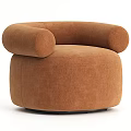 Beige Plush Single Seater Sofa With Rounded Armrests And Swivel Base