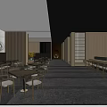 Modern Restaurant Interior Design With Wooden Tables Chairs Decorative Painting And Sliding Screens