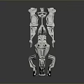 Silver Mechanical Game and Movie Character with Complex Armor Structure and Futuristic Sci Fi Design