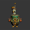 Colorful Ship Shaped Electronic Appliance With Decorative Lights And Mechanical Details