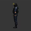 SWAT Character in Blue Uniform With Yellow Helmet and Tactical Vest Standing Pose 3d model