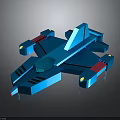Futuristic Blue Cosmic Space Vehicle Concept With Advanced Sci Fi Design