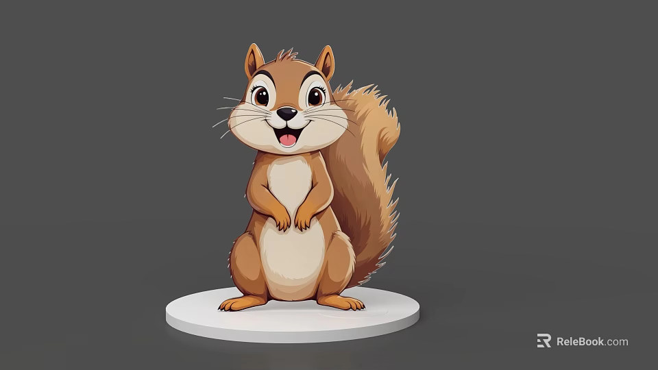 Cute Reptile Character Standing On White Circular Base With Gray Background 3d model 