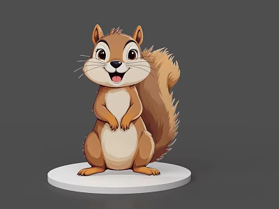 Cute Reptile Character Standing On White Circular Base With Gray Background 3d model