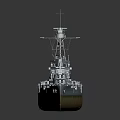 Vintage Warship Model Showcasing Classic Naval Design with Detailed Turrets Masts and Red Deck