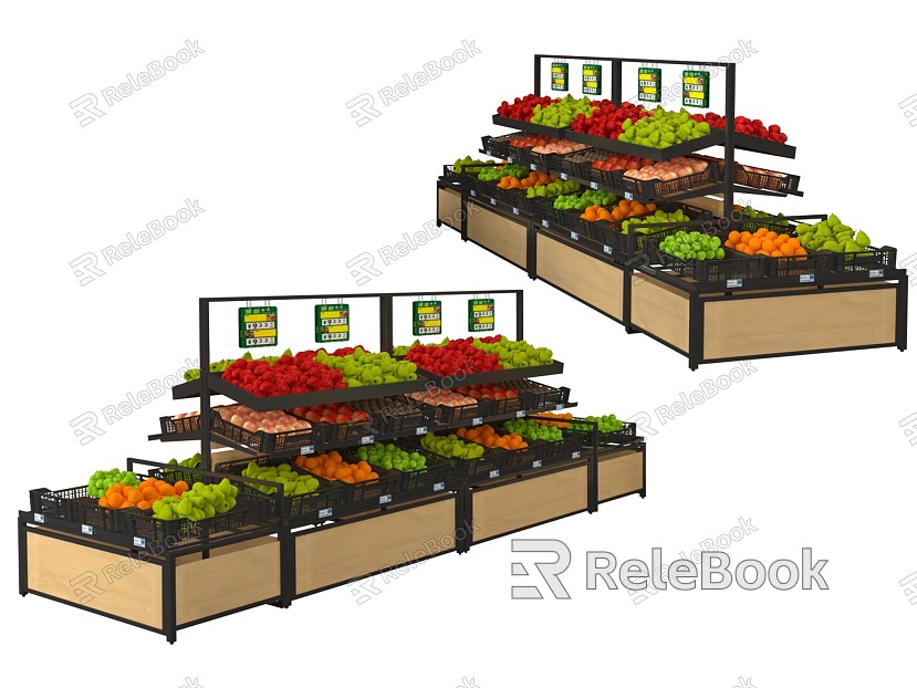 Showcase Shelf Fruit and Vegetable Rack Fruit Rack Supermarket Shelf model