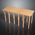 Wooden Long Table With Slender Wooden Legs And Wood Grain Surface