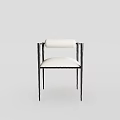 Modern Minimalist Leisure Chair With White Upholstered Seat And Black Metal Frame