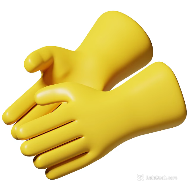 Yellow Glove Shaped Decorative Ornament Set for Home Decoration 3d model 