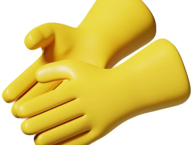 Yellow Glove Shaped Decorative Ornament Set for Home Decoration 3d model