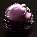 Shiny Purple Motorcycle Helmet With Green Tinted Visor And Aerodynamic Shape