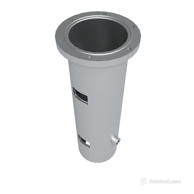 Cylindrical Metal Industrial Device With Top Opening And Side Holes 3d model 